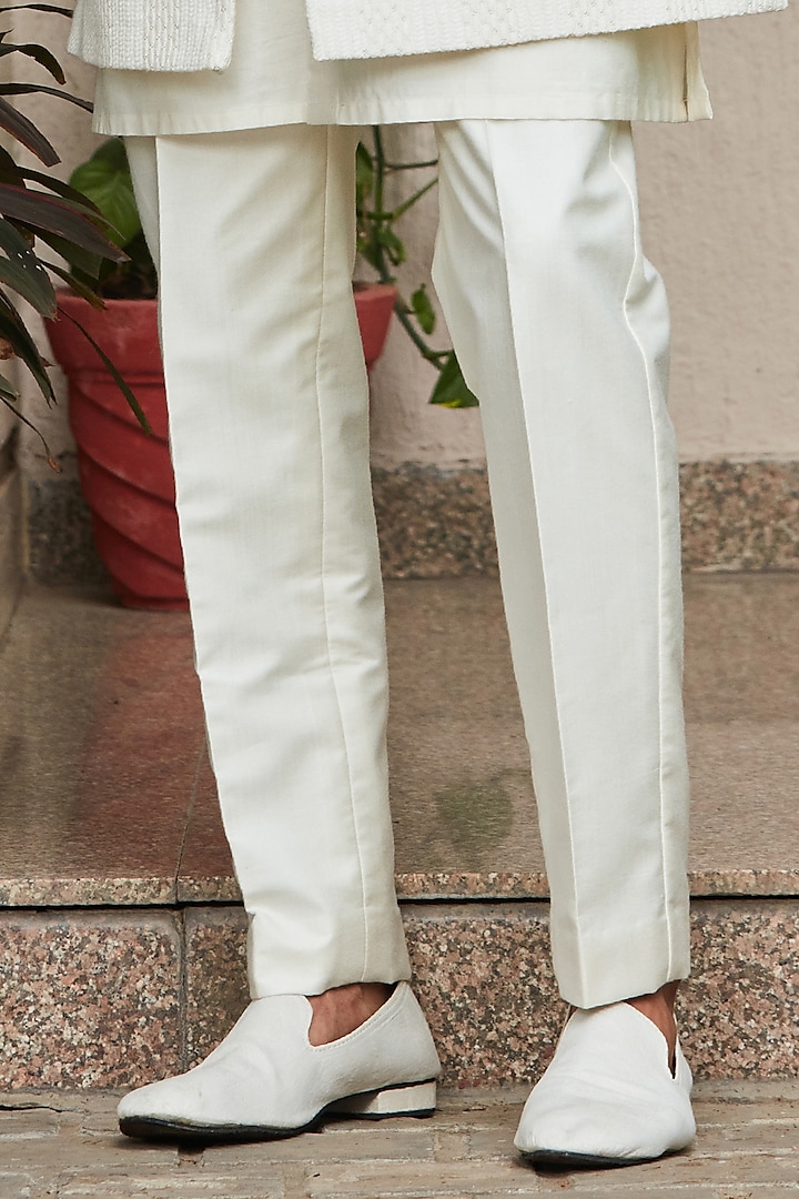 Off-White Georgette Embroidered Indo-Western Set by Bohame Men at Pernia's Pop Up Shop