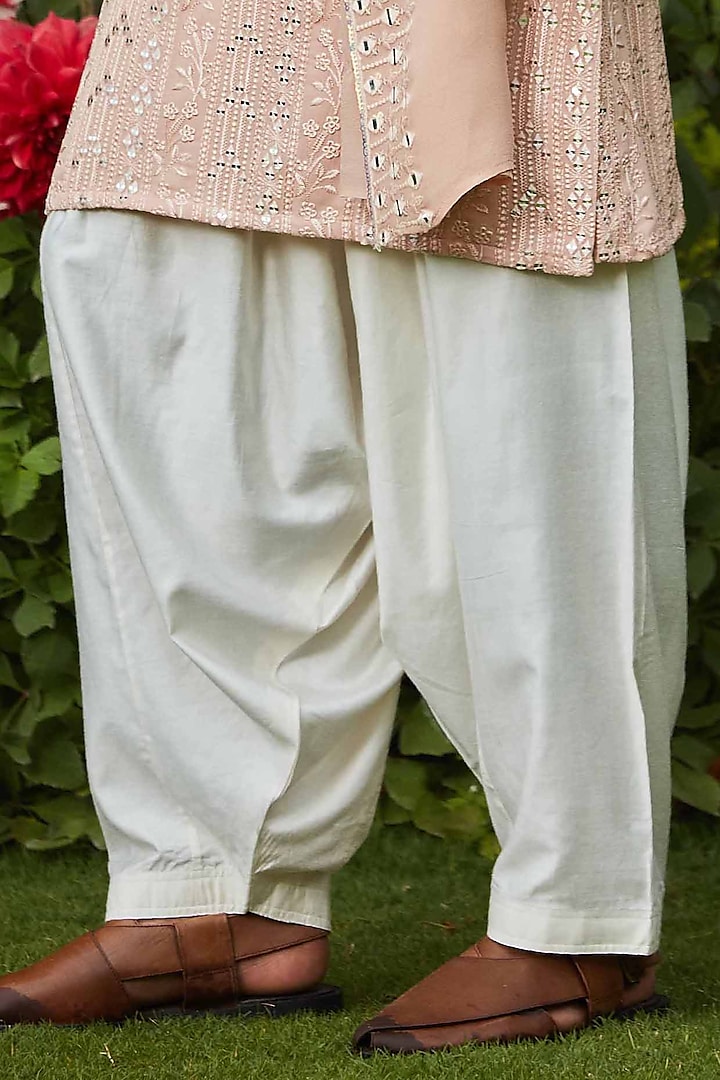 Rose Gold Georgette Embroidered Kurta Set by Bohame Men at Pernia's Pop Up Shop