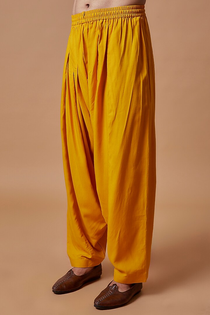 Mustard Georgette Embroidered Kurta Set by Bohame Men at Pernia's Pop Up Shop