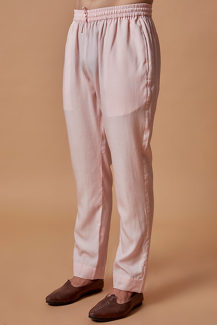 Light Pink Georgette Chikankari Embroidered Kurta Set by Bohame Men at Pernia's Pop Up Shop