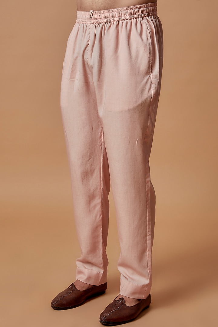 Rose Gold Georgette Chikankari Embroidered Kurta Set by Bohame Men at Pernia's Pop Up Shop