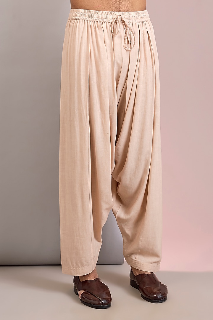 Beige Georgette Chikankari Embroidered Kurta Set by Bohame Men at Pernia's Pop Up Shop
