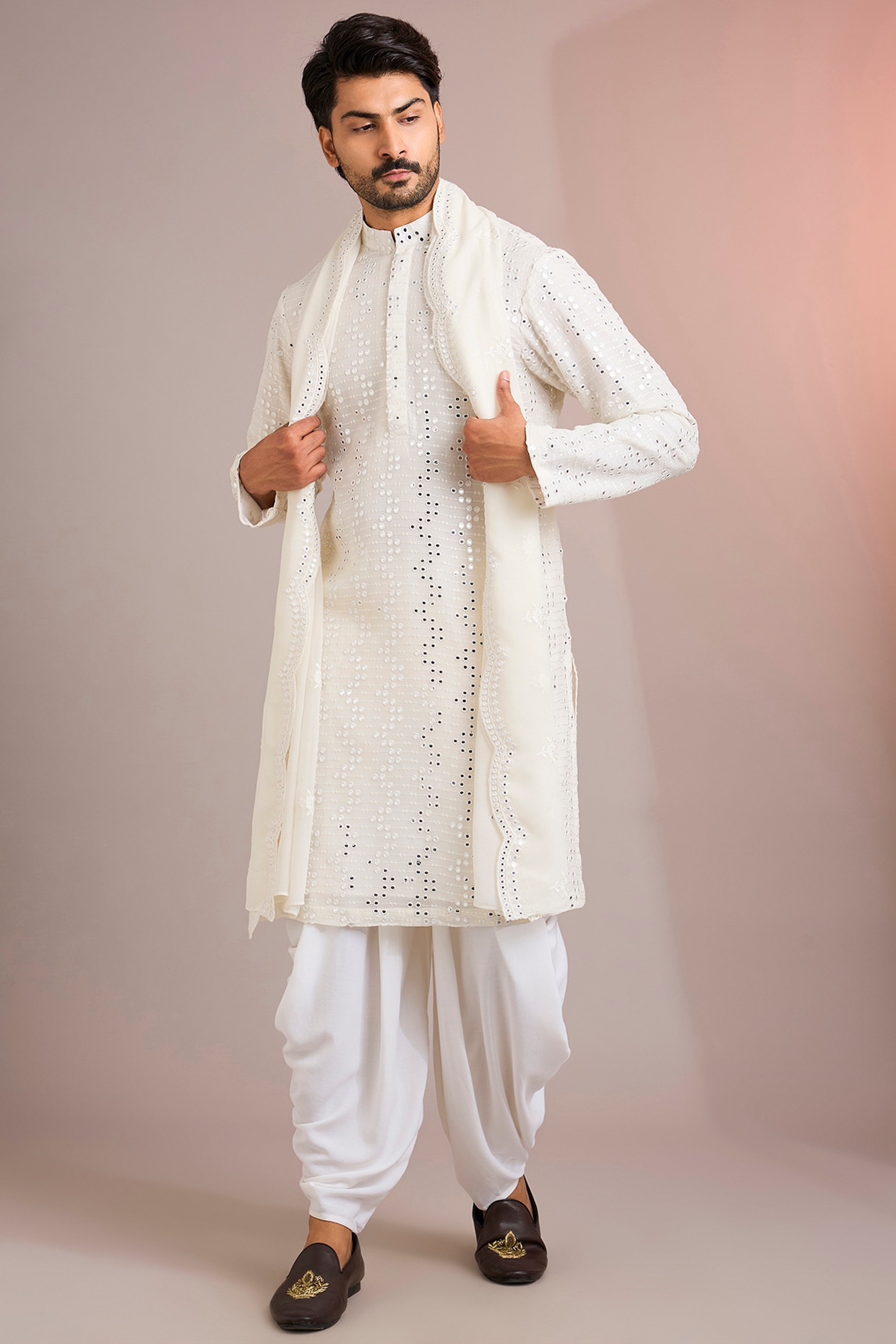 Bohame Ivory Georgette Kurta Set