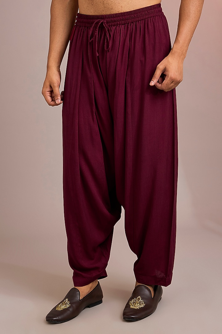 Wine Silk Kurta Set by Bohame Men at Pernia's Pop Up Shop