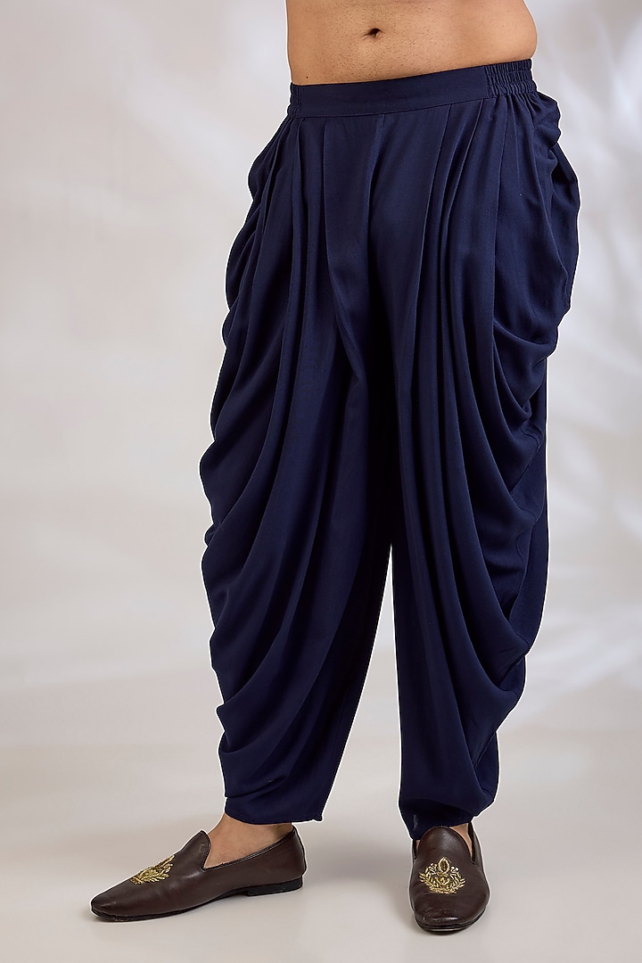 Navy Blue Georgette Chikankari Embroidered Kurta Set by Bohame Men at Pernia's Pop Up Shop