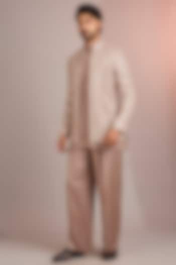 Rose Gold Silk Wedding Indowestern Set by Bohame Men at Pernia's Pop Up Shop