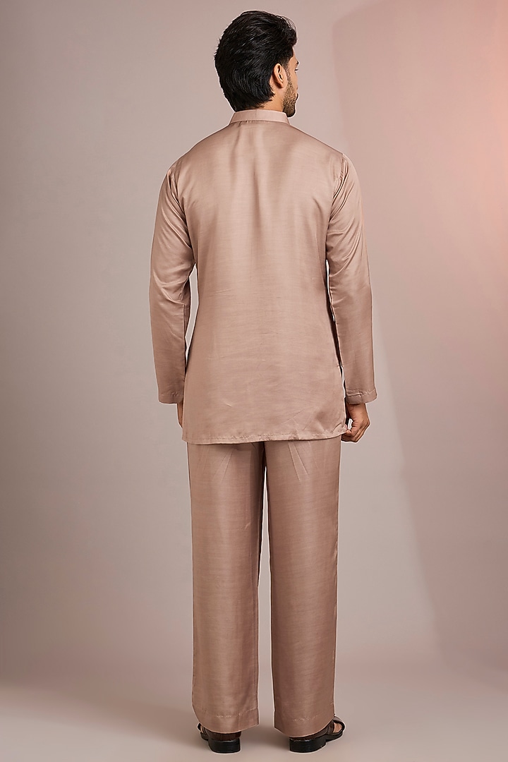 Rose Gold Silk Wedding Indowestern Set by Bohame Men at Pernia's Pop Up Shop