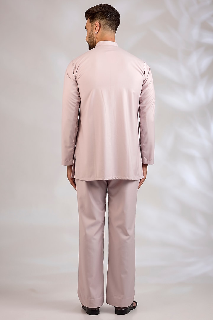 Light Pink Raw Silk & Suiting Wedding Indowestern Set by Bohame Men at Pernia's Pop Up Shop