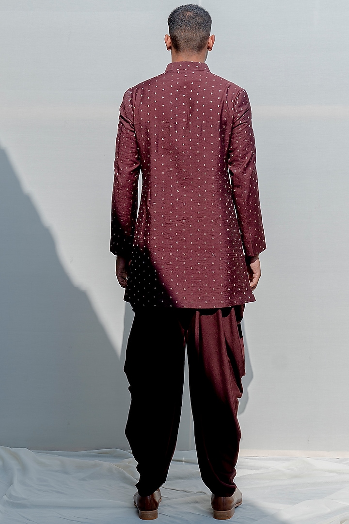 Brown Chanderi Asymmetrical Kurta Set by Bohame Men at Pernia's Pop Up Shop