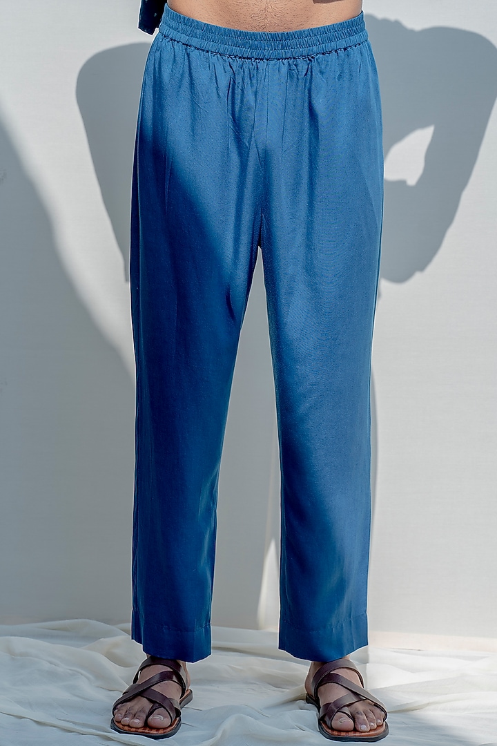 Turquoise Chanderi Straight Kurta Set by Bohame Men at Pernia's Pop Up Shop