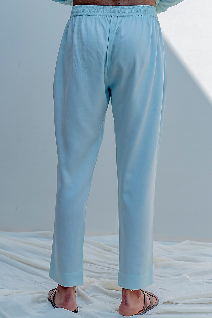 Mint Green Chanderi & Cotton Asymmetrical Kurta Set by Bohame Men at Pernia's Pop Up Shop