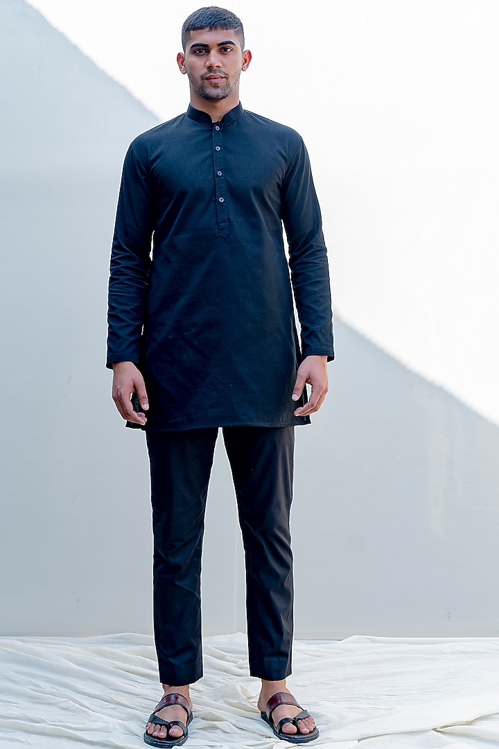 Opal Blue Embroidered Kurta Set by Bohame Men at Pernia's Pop Up Shop
