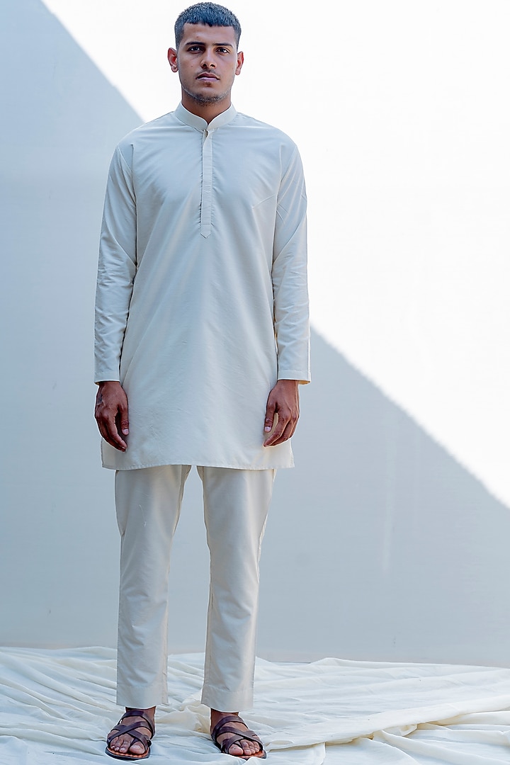 Off-White Silk Abstract Embroidered Nehru Jacket Set by Bohame Men at Pernia's Pop Up Shop