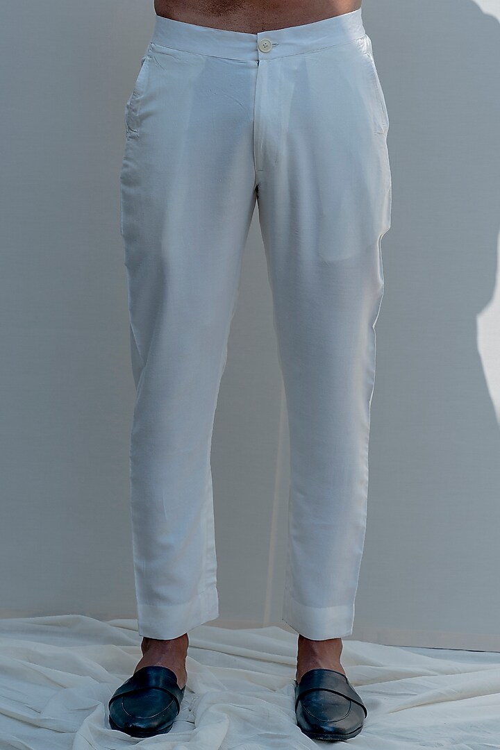 Off-White Silk Embroidered Bundi Jacket Set by Bohame Men at Pernia's Pop Up Shop