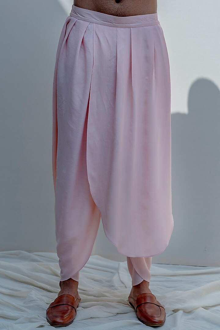 Peach Silk Overlapped Nehru Jacket Set by Bohame Men at Pernia's Pop Up Shop