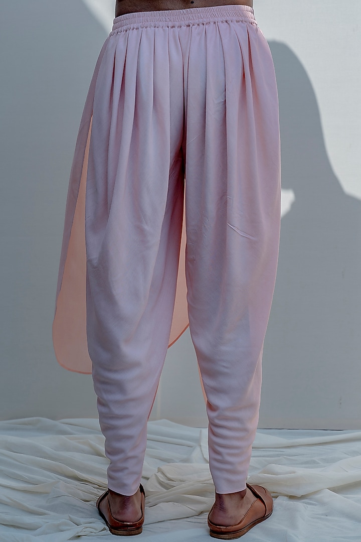 Peach Silk Overlapped Nehru Jacket Set by Bohame Men at Pernia's Pop Up Shop