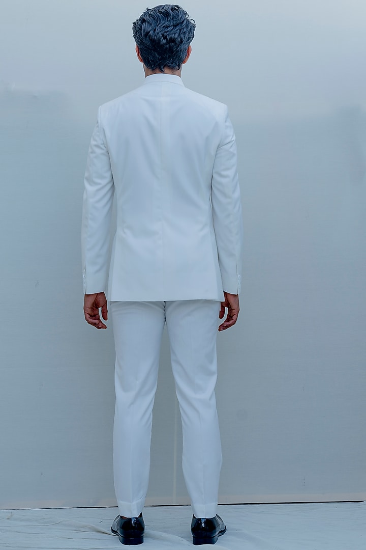 Milky White Terry Wool Indo-Western Set by Bohame Men at Pernia's Pop Up Shop