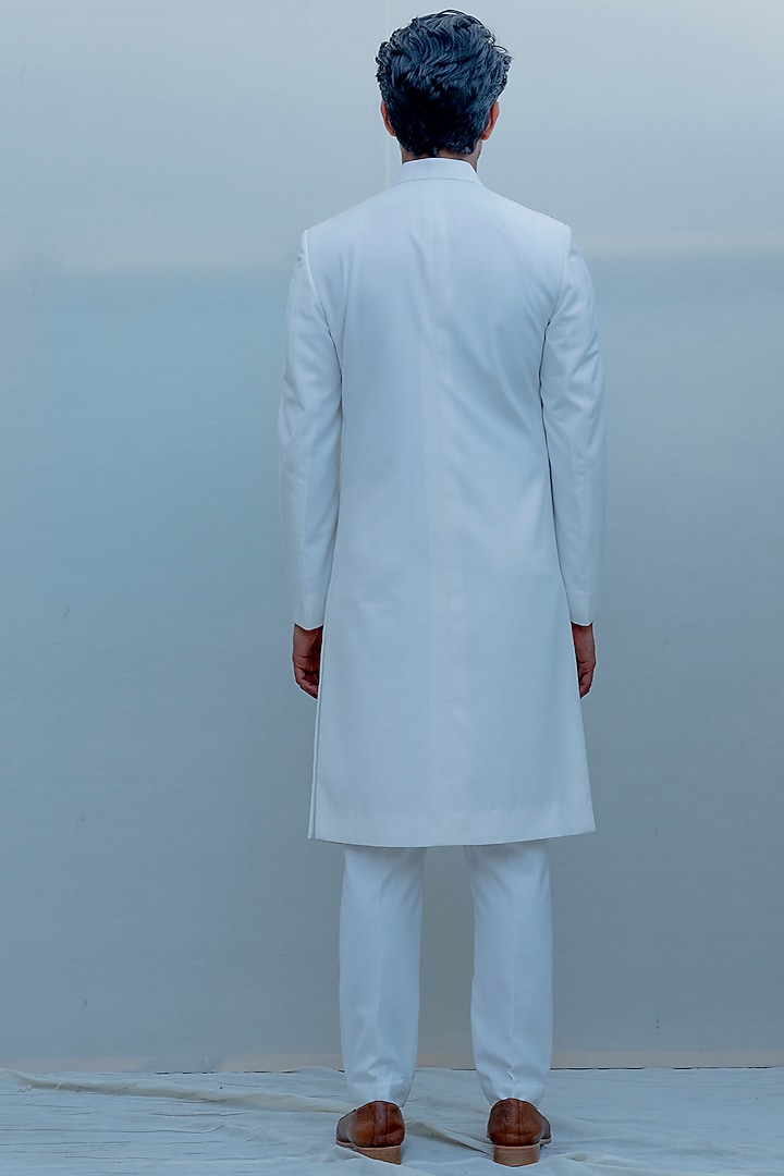 Milky White Indo-Western Long Suit Set by Bohame Men at Pernia's Pop Up Shop