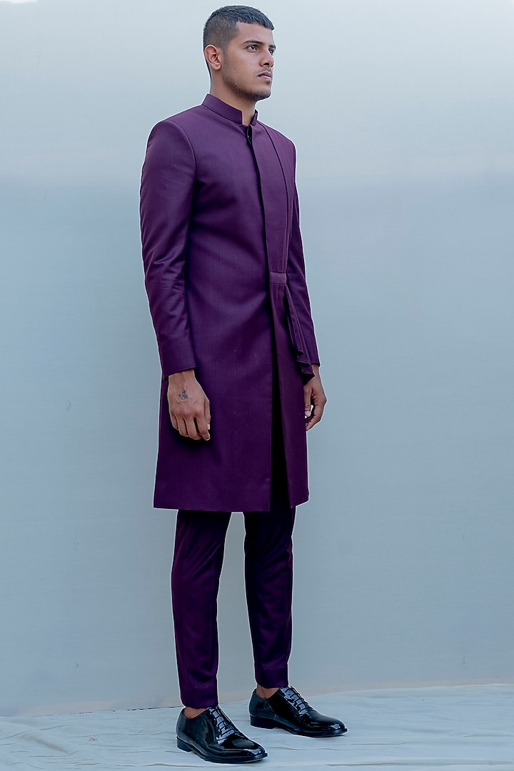 Purple Indo-Western Draped Set by Bohame Men at Pernia's Pop Up Shop