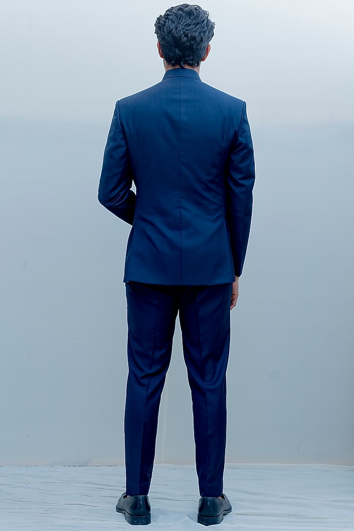 Dark Blue Indo-Western Suit Set by Bohame Men at Pernia's Pop Up Shop