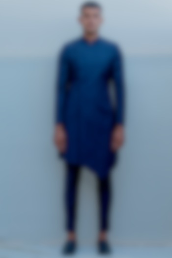 Dark Blue Overlapped Panelled Suit Set by Bohame Men at Pernia's Pop Up Shop