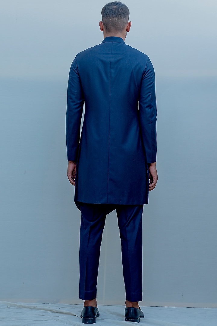 Dark Blue Overlapped Panelled Suit Set by Bohame Men at Pernia's Pop Up Shop