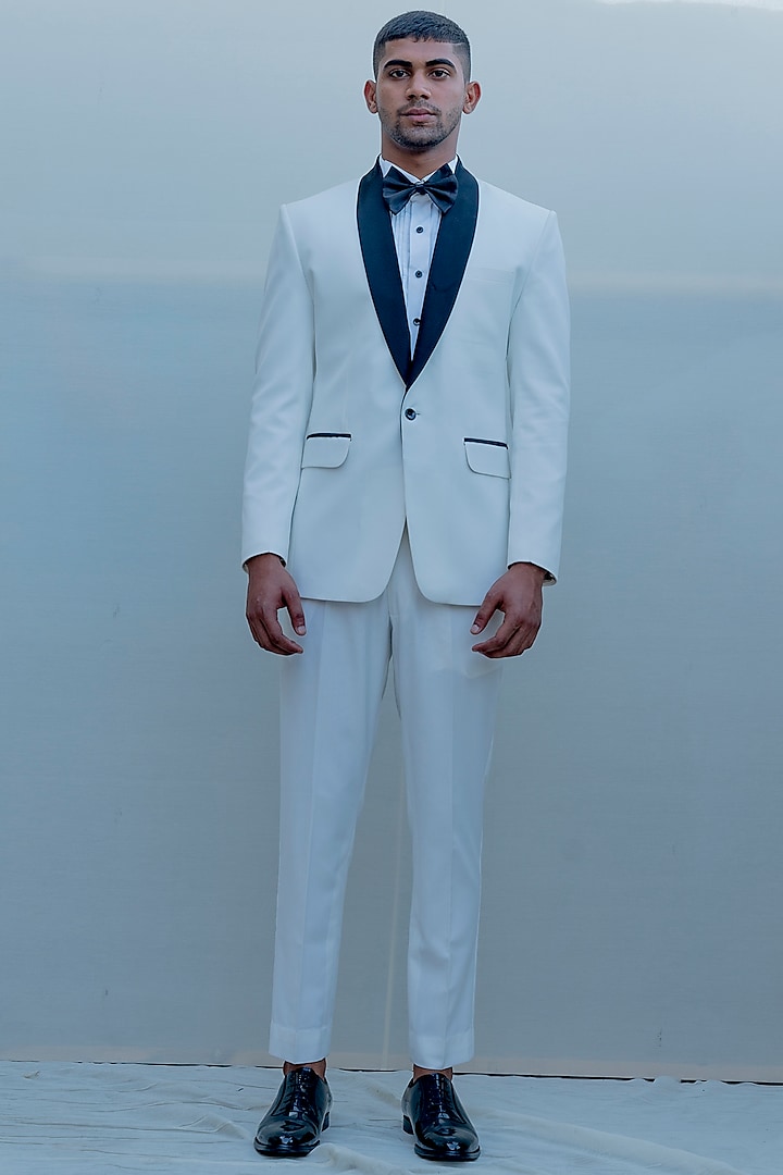 White Suiting Tuxedo Set by Bohame Men