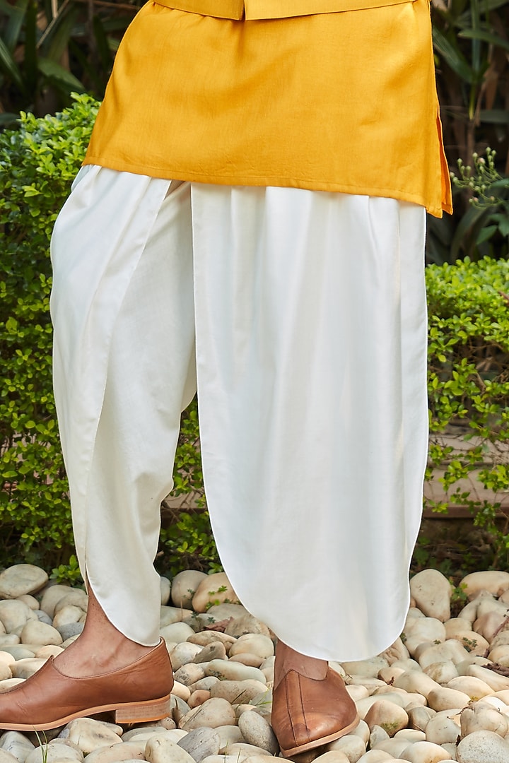 Mustard Cotton Silk Tussar Abstract Embroidered Nehru Jacket Set by Bohame Men at Pernia's Pop Up Shop