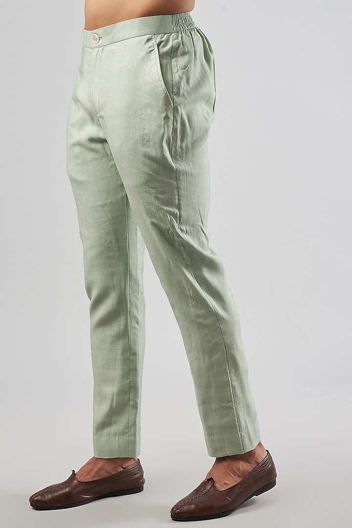 Pastel Green Georgette Embroidered Wedding Indowestern Set by Bohame Men at Pernia's Pop Up Shop