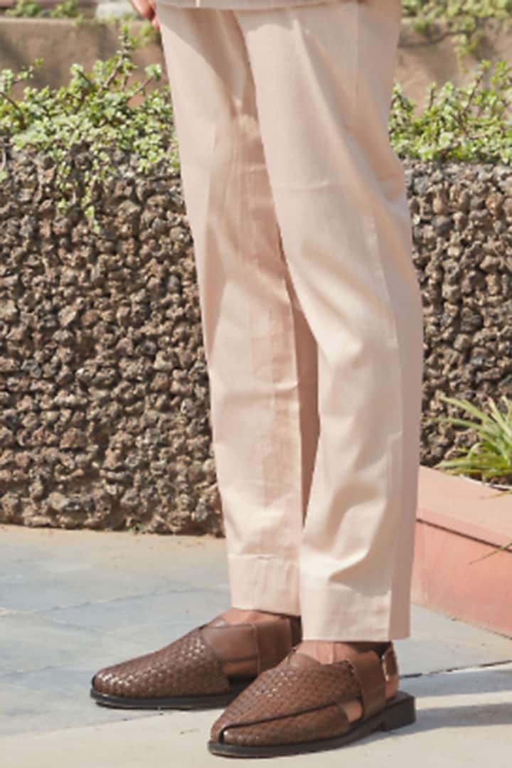 Beige Georgette Mirror Embroidered Wedding Indowestern Set by Bohame Men at Pernia's Pop Up Shop