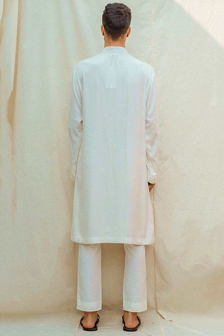 White Tencel Kurta With Pants by Bohame Men at Pernia's Pop Up Shop