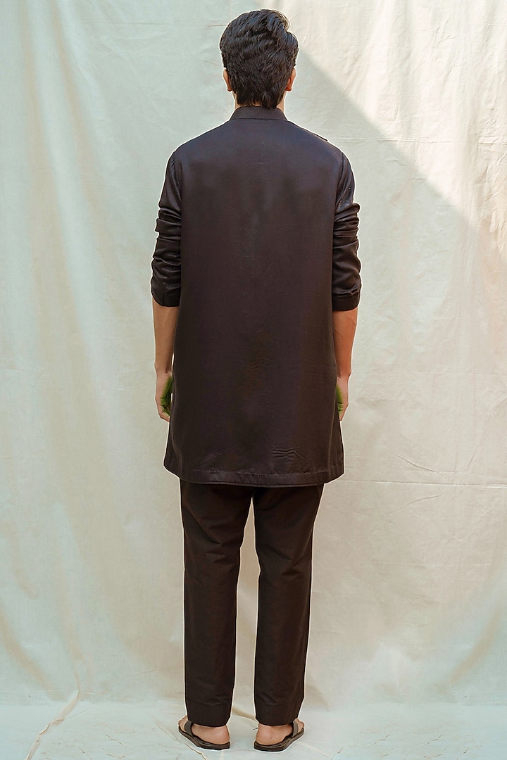 Black Tencel Kurta With Pants by Bohame Men at Pernia's Pop Up Shop
