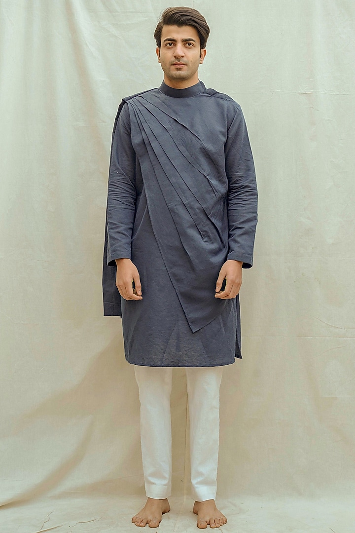 Royal Blue Kurta With Pants by Bohame Men at Pernia's Pop Up Shop