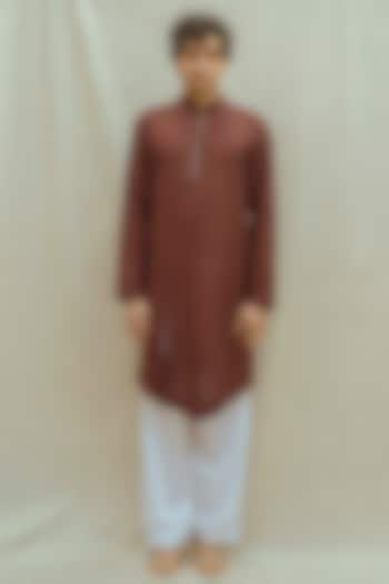 Brown Cotton Linen Kurta Set by Bohame Men at Pernia's Pop Up Shop