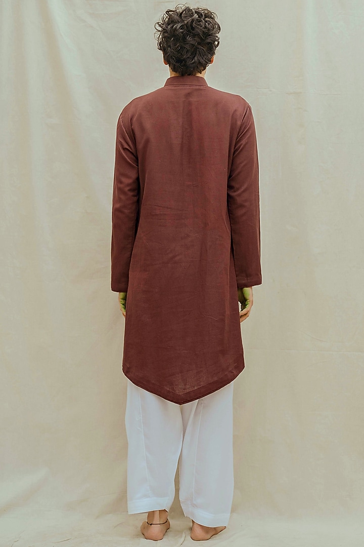 Brown Cotton Linen Kurta Set by Bohame Men at Pernia's Pop Up Shop