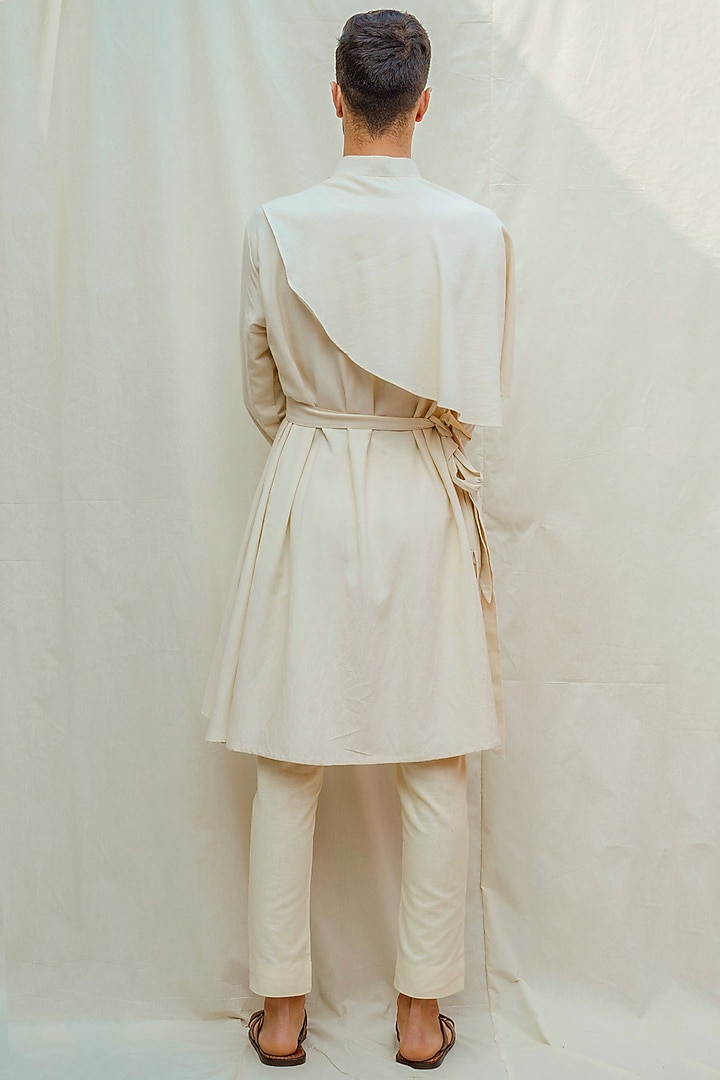 Off White Cotton Linen Kurta Set by Bohame Men at Pernia's Pop Up Shop