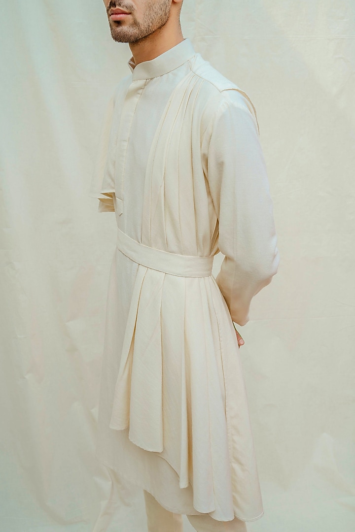 Off White Cotton Linen Kurta Set by Bohame Men at Pernia's Pop Up Shop