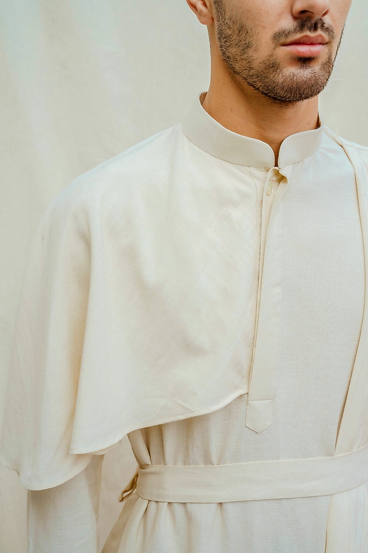 Off White Cotton Linen Kurta Set by Bohame Men at Pernia's Pop Up Shop