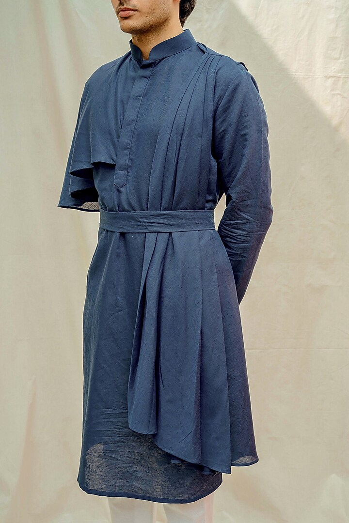 Royal Blue Kurta With White Pants by Bohame Men at Pernia's Pop Up Shop