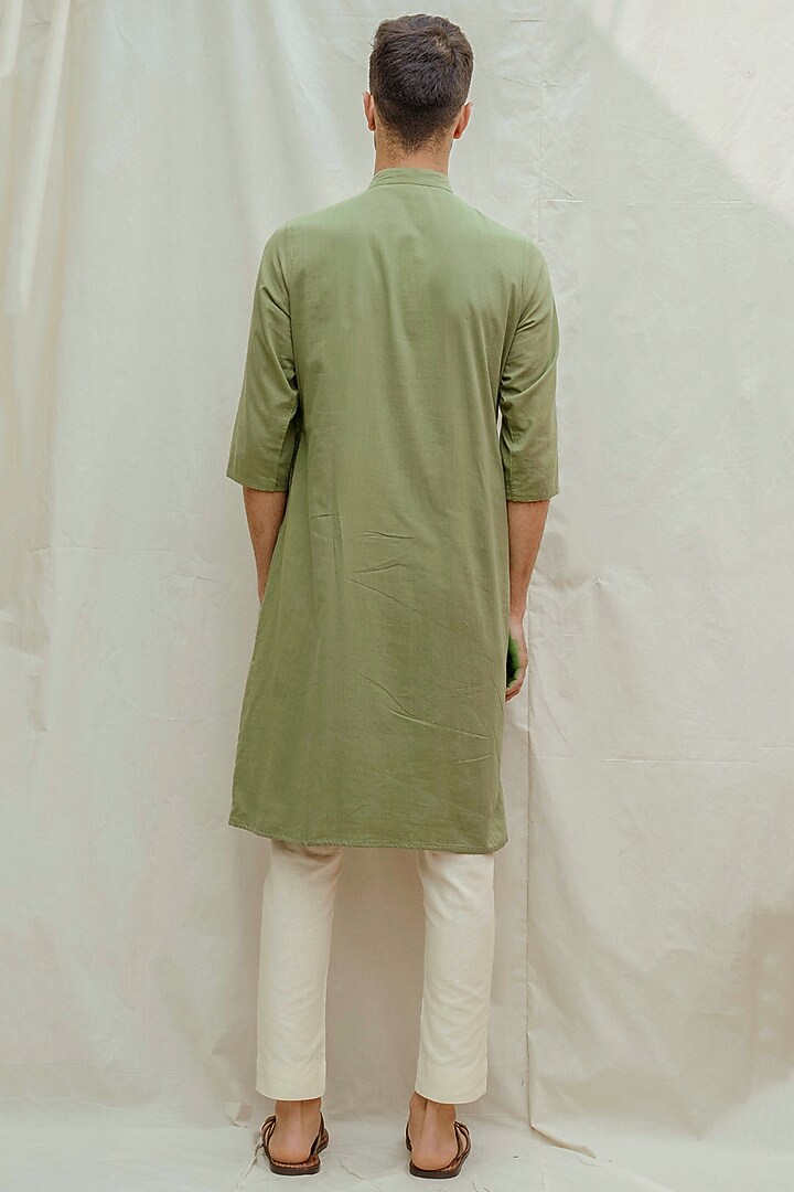 Light Green Kurta With Off White Pants by Bohame Men at Pernia's Pop Up Shop