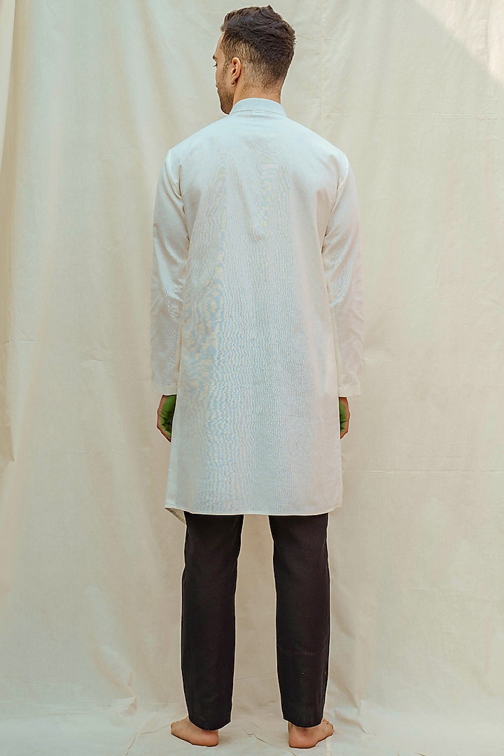White Kurta With Black Pants by Bohame Men at Pernia's Pop Up Shop