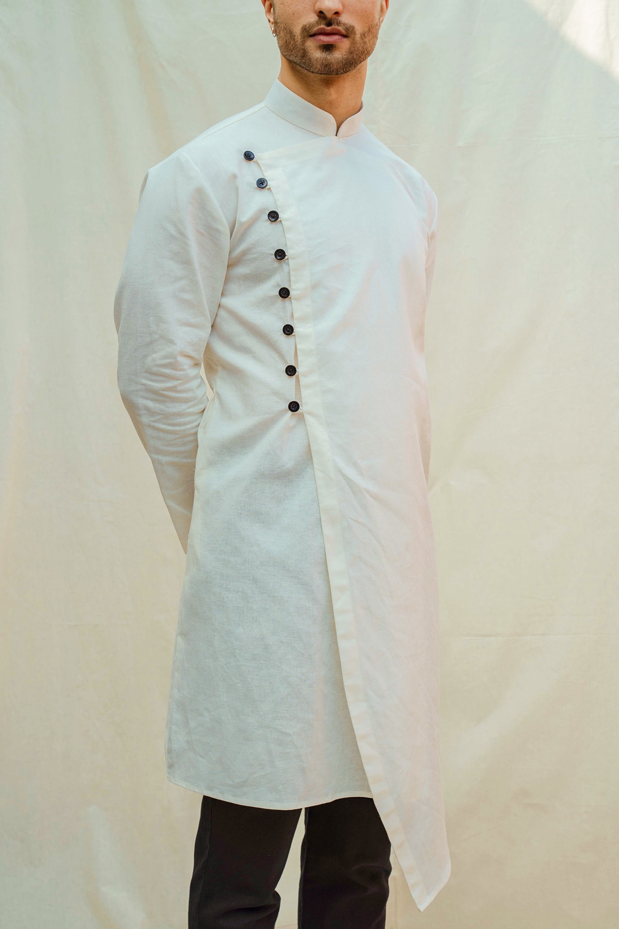 Buy Ivory Organic Cotton Embroidered Mirror Kurta And Pant Set For Men by  Shwetanga Online at Aza Fashions.