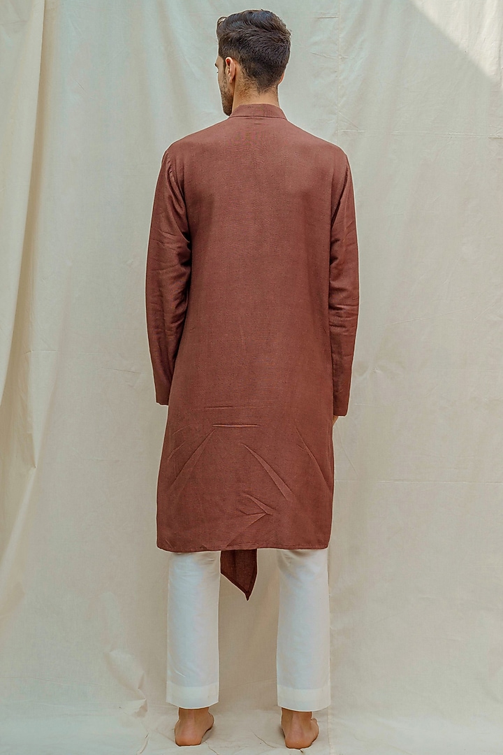 Brown Cotton Linen Kurta Set by Bohame Men at Pernia's Pop Up Shop