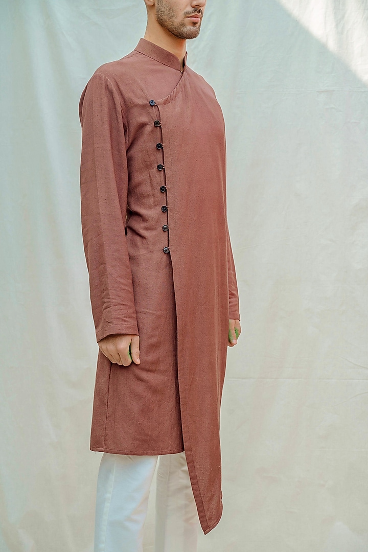 Brown Cotton Linen Kurta Set by Bohame Men at Pernia's Pop Up Shop