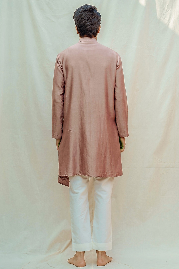Mauve Chanderi Silk Kurta Set by Bohame Men at Pernia's Pop Up Shop