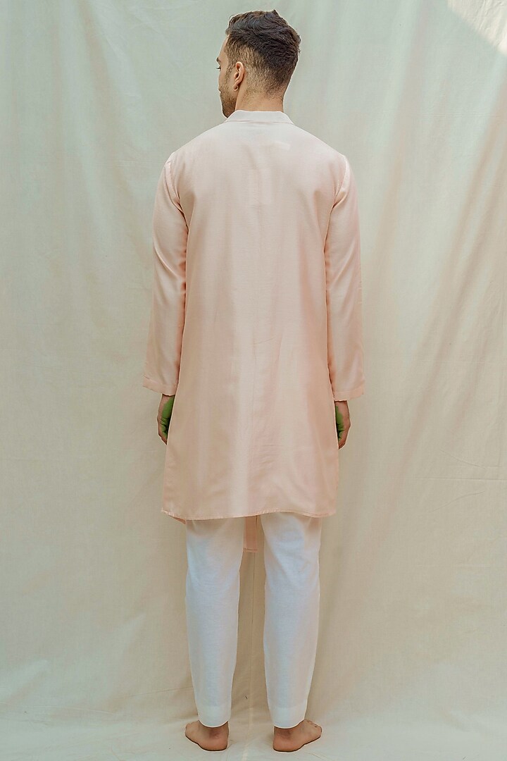 Peach Kurta With White Pants by Bohame Men at Pernia's Pop Up Shop