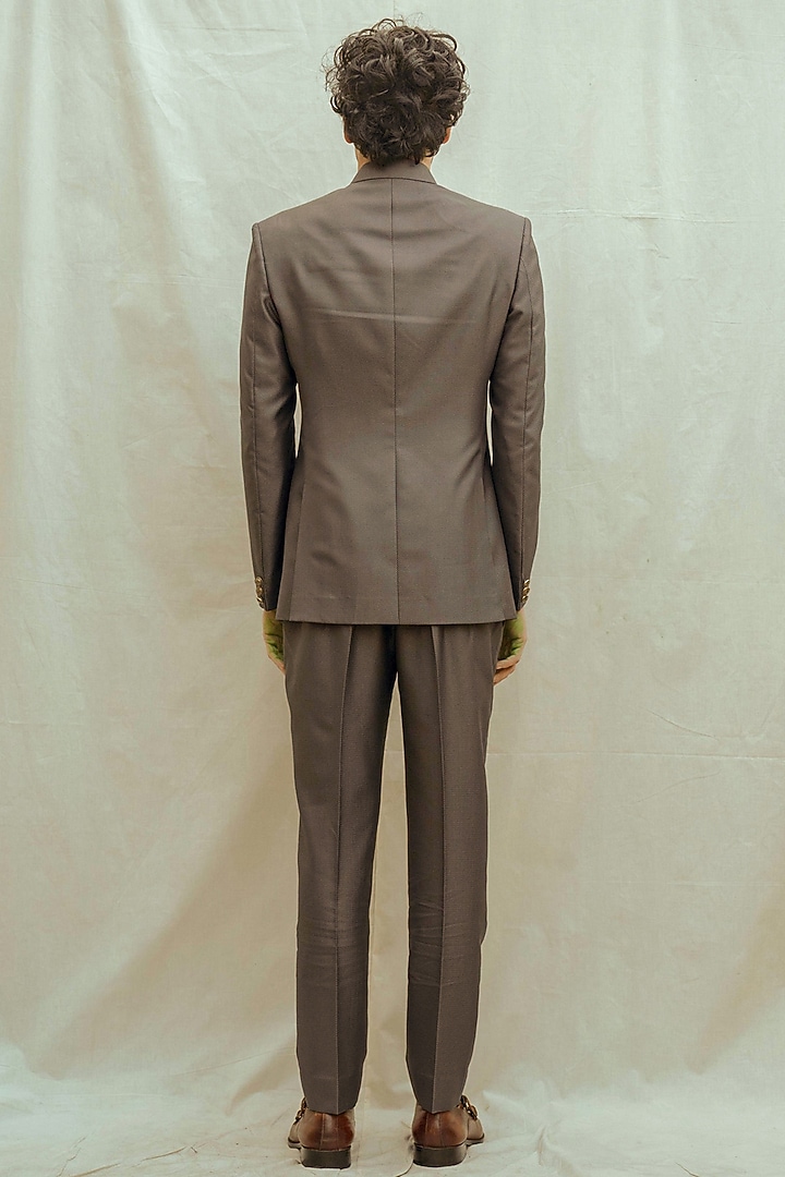 Grey Suiting Bandhgala Set by Bohame Men at Pernia's Pop Up Shop