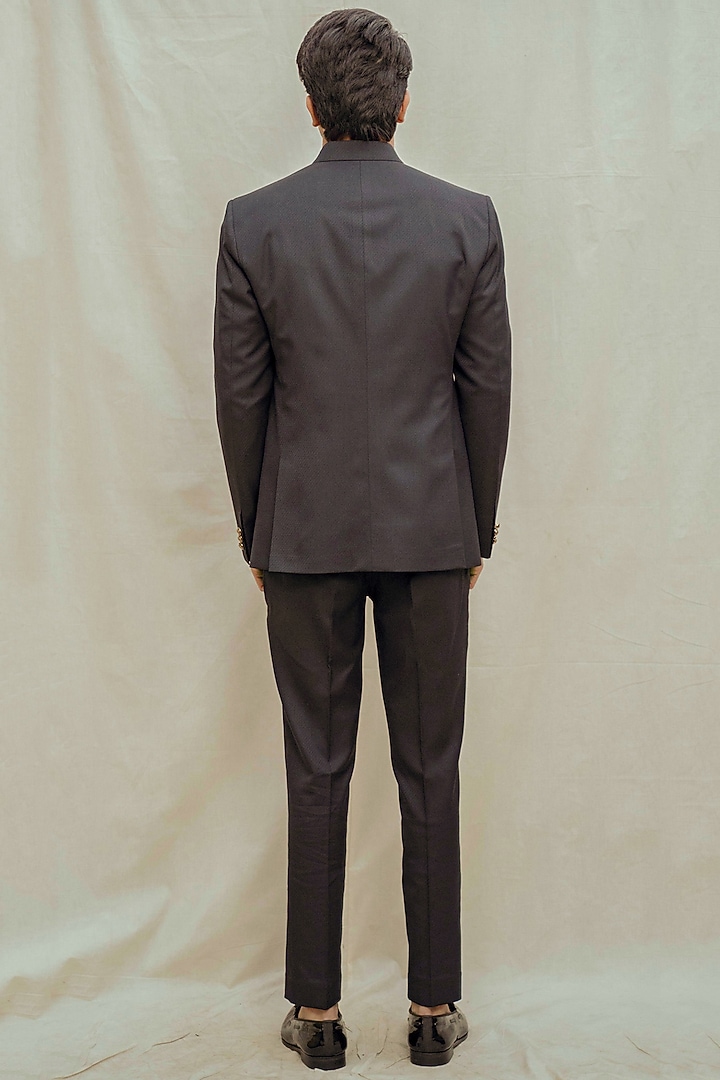 Blue Suiting Wedding Bandhgala Set by Bohame Men at Pernia's Pop Up Shop
