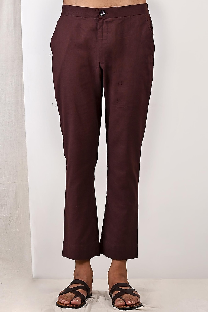 Mahogany Linen Asymmetrical Kurta Set by Bohame Men at Pernia's Pop Up Shop