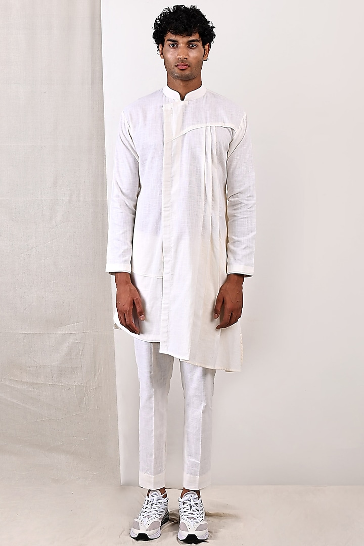 Off-White Linen Kurta Set by Bohame Men